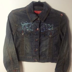 Eckored sequin of events crop Jean jacket